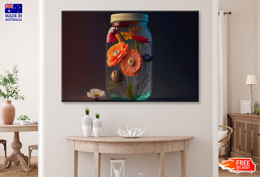 Flowers in Jar, Beautiful Bouquet on Table Wall Art Limited Edition High Quality Print