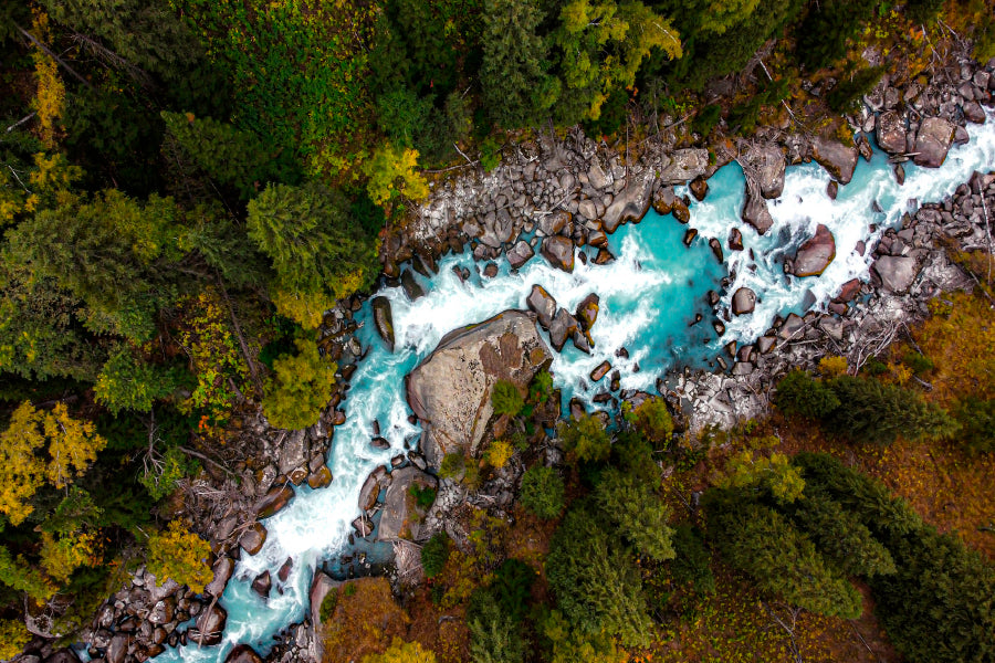 River In the Mountains, Top View Home Decor Premium Quality Poster Print Choose Your Sizes