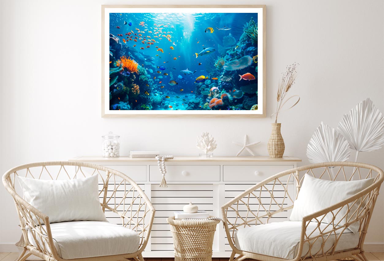 Underwater Scene Showcasing a Diverse Coral Reef Home Decor Premium Quality Poster Print Choose Your Sizes - Bella Home Decor