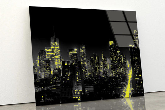 New Yok City Yellow Lights Acrylic Glass Print Tempered Glass Wall Art 100% Made in Australia Ready to Hang