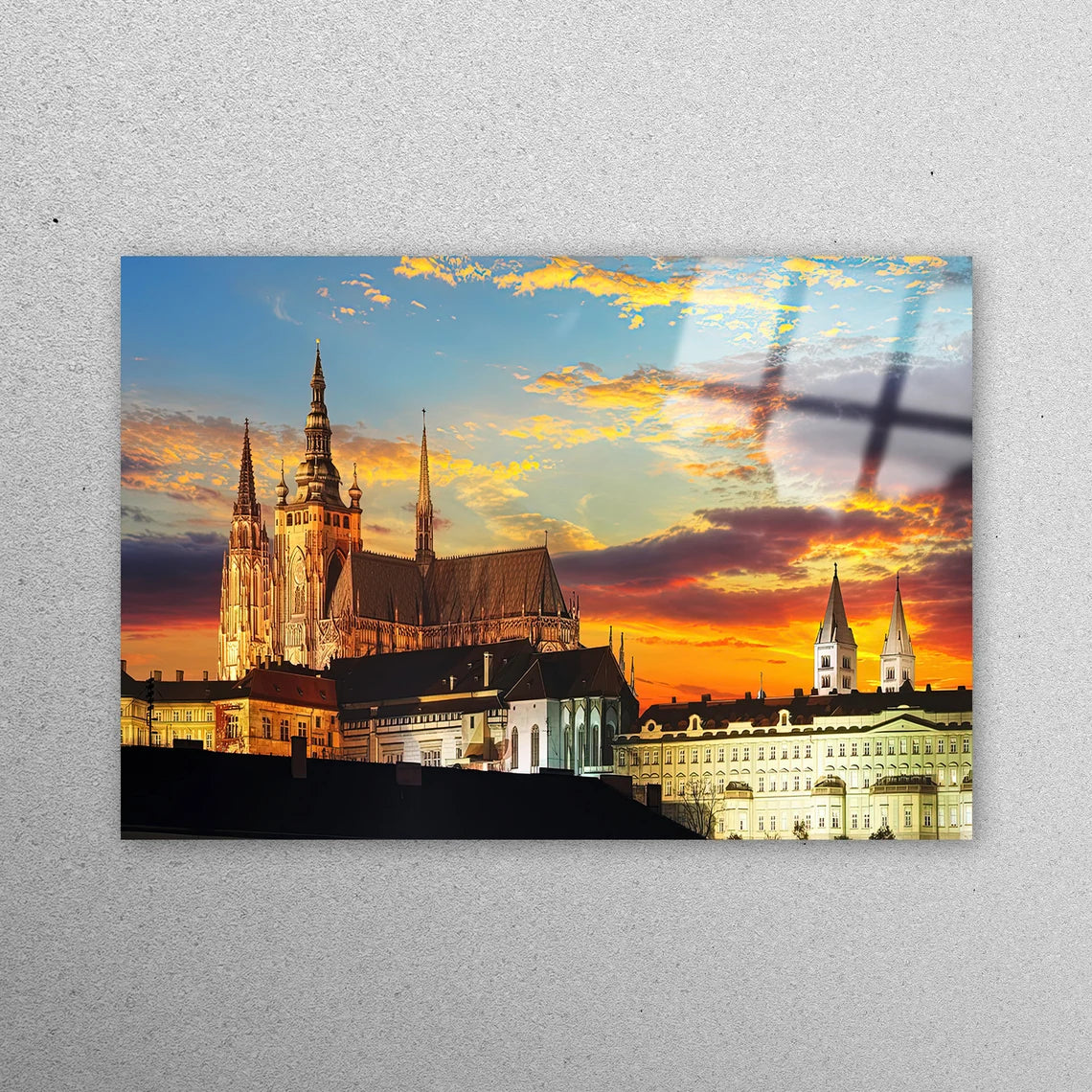 Prague Sunset Cityscape Acrylic Glass Print Tempered Glass Wall Art 100% Made in Australia Ready to Hang