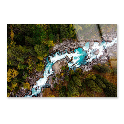 River In the Mountains, Top View  Acrylic Glass Print Tempered Glass Wall Art 100% Made in Australia Ready to Hang