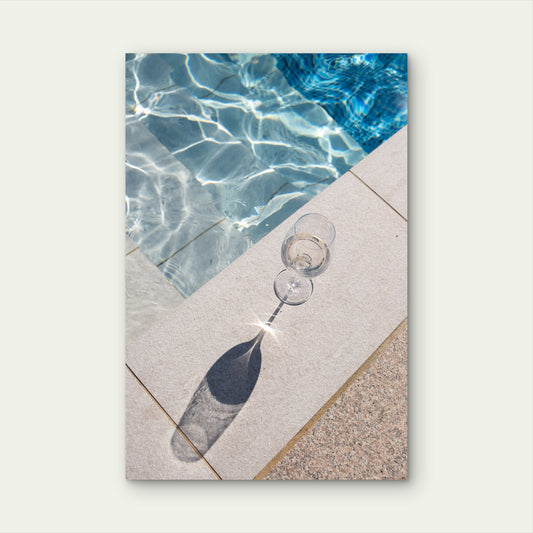 White Wine Glass Luxury Pool 60x90cm Metal Print Ready to Hang
