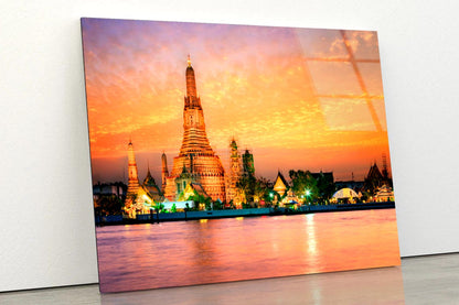 Wat Arun In Sunset at Bangkok, Thailand  Acrylic Glass Print Tempered Glass Wall Art 100% Made in Australia Ready to Hang