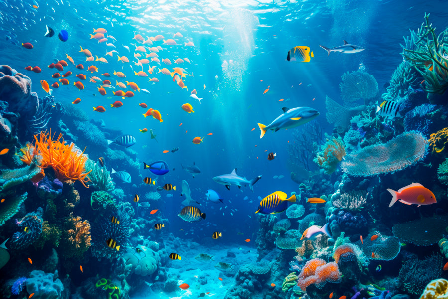 Underwater Scene Showcasing a Diverse Coral Reef Home Decor Premium Quality Poster Print Choose Your Sizes - Bella Home Decor