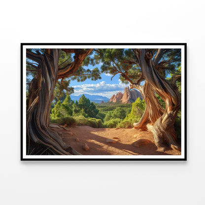 Tree with a Scenic Backdrop of a Mountain Range Home Decor Premium Quality Poster Print Choose Your Sizes