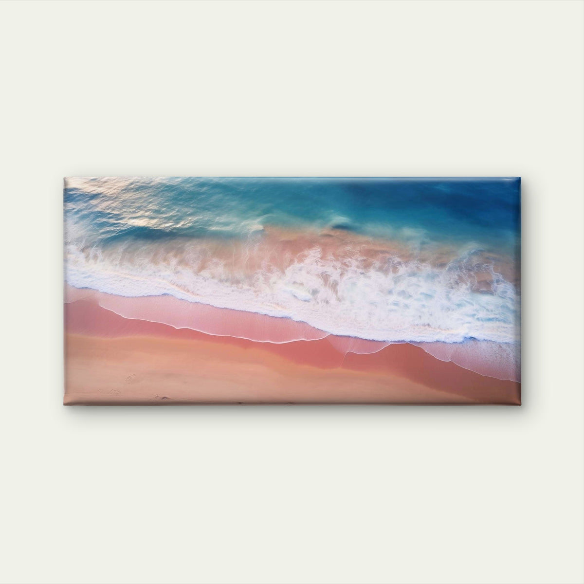Coastal Beach Ocean Waves Aerial Wall Art Canvas Office Home Framed 120x60cm