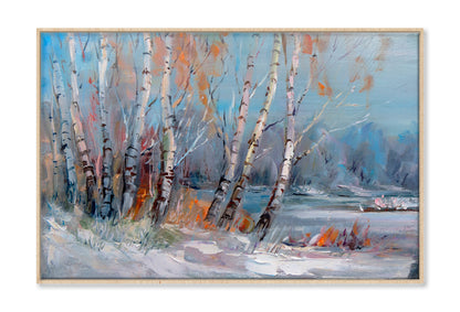 Birch Trees Oil Painting Wall Art Limited Edition High Quality Print Canvas Box Framed Natural