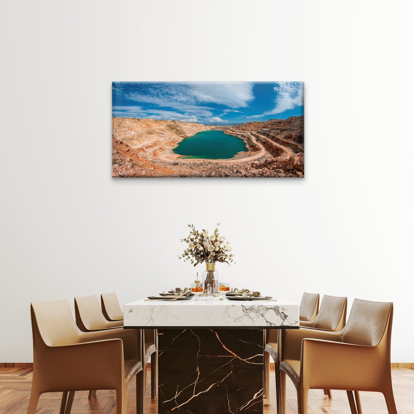 Emerald Green Lake Flooded Open-Pit Mine Wall Art Canvas Office Home Room Framed 120x60cm
