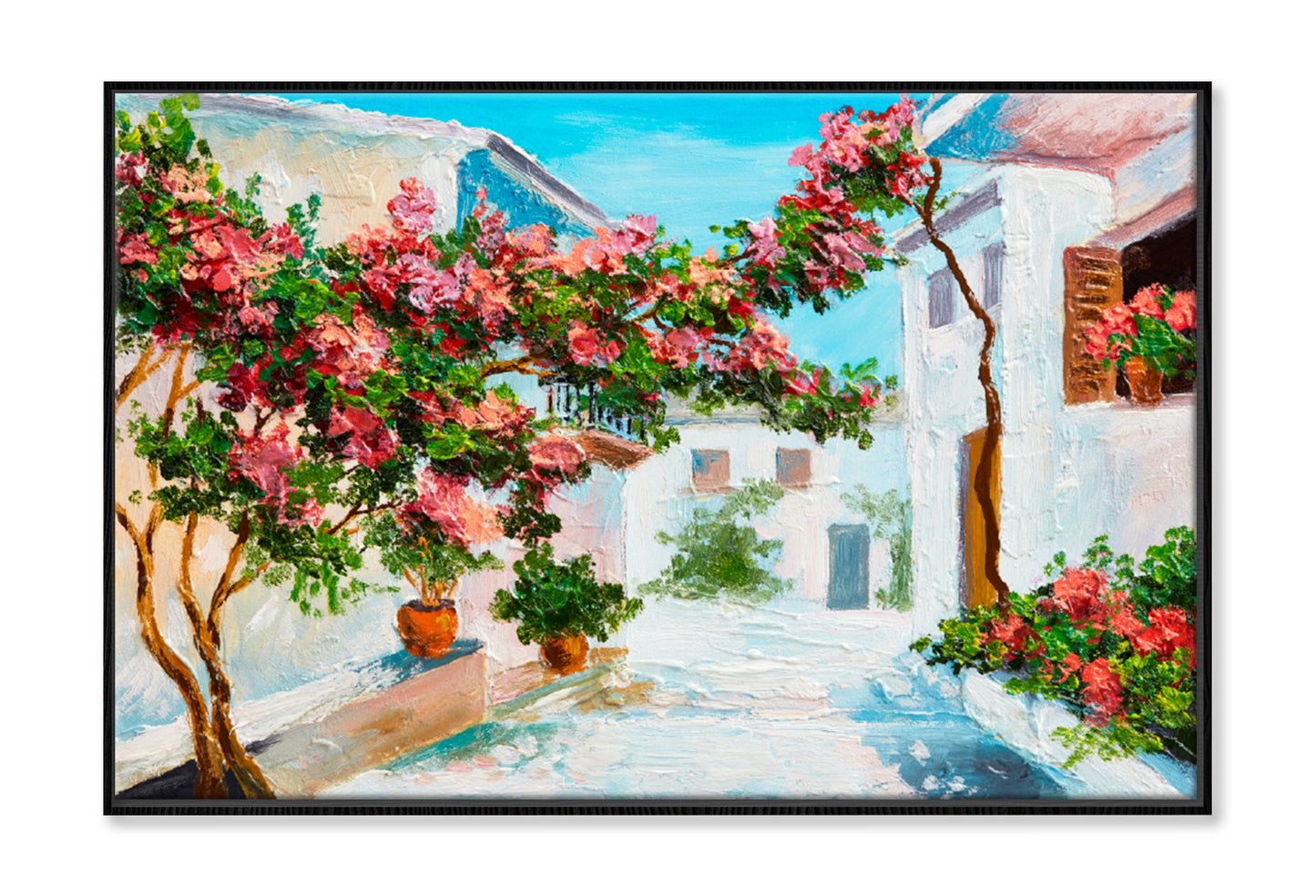 House In Summer Seascape Paint Limited Edition High Quality Print Canvas Box Framed Black