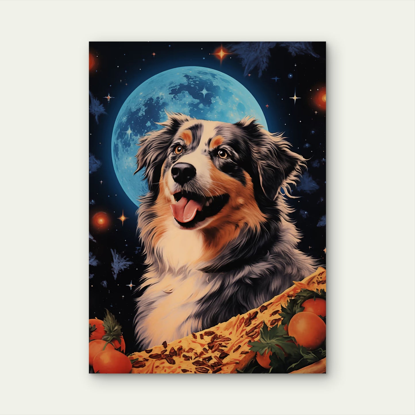 Australian Shepherd Blue Moon 60x90cm Metal Print Ready to Hang - Bella Home Decor