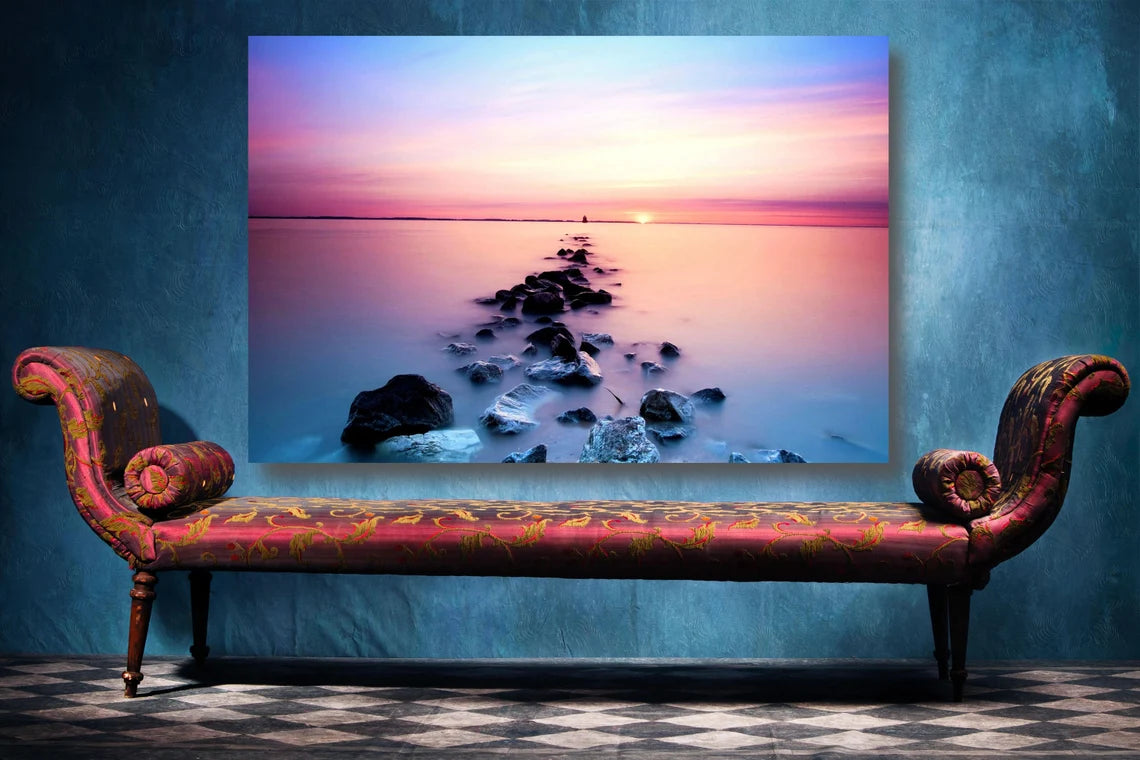 Ocean Sunset Minimalist UV Direct Aluminum Print Australian Made Quality