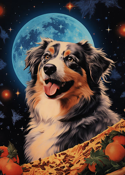 Australian Shepherd Blue Moon 60x90cm Metal Print Ready to Hang - Bella Home Decor