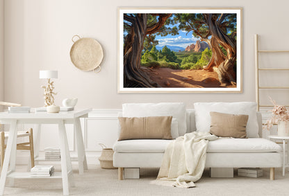 Tree with a Scenic Backdrop of a Mountain Range Home Decor Premium Quality Poster Print Choose Your Sizes