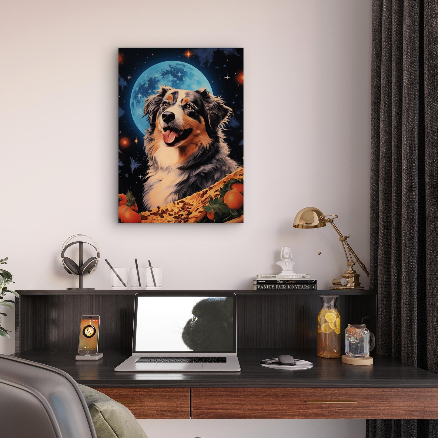 Australian Shepherd Blue Moon 40x60cm Metal Print Ready to Hang - Bella Home Decor