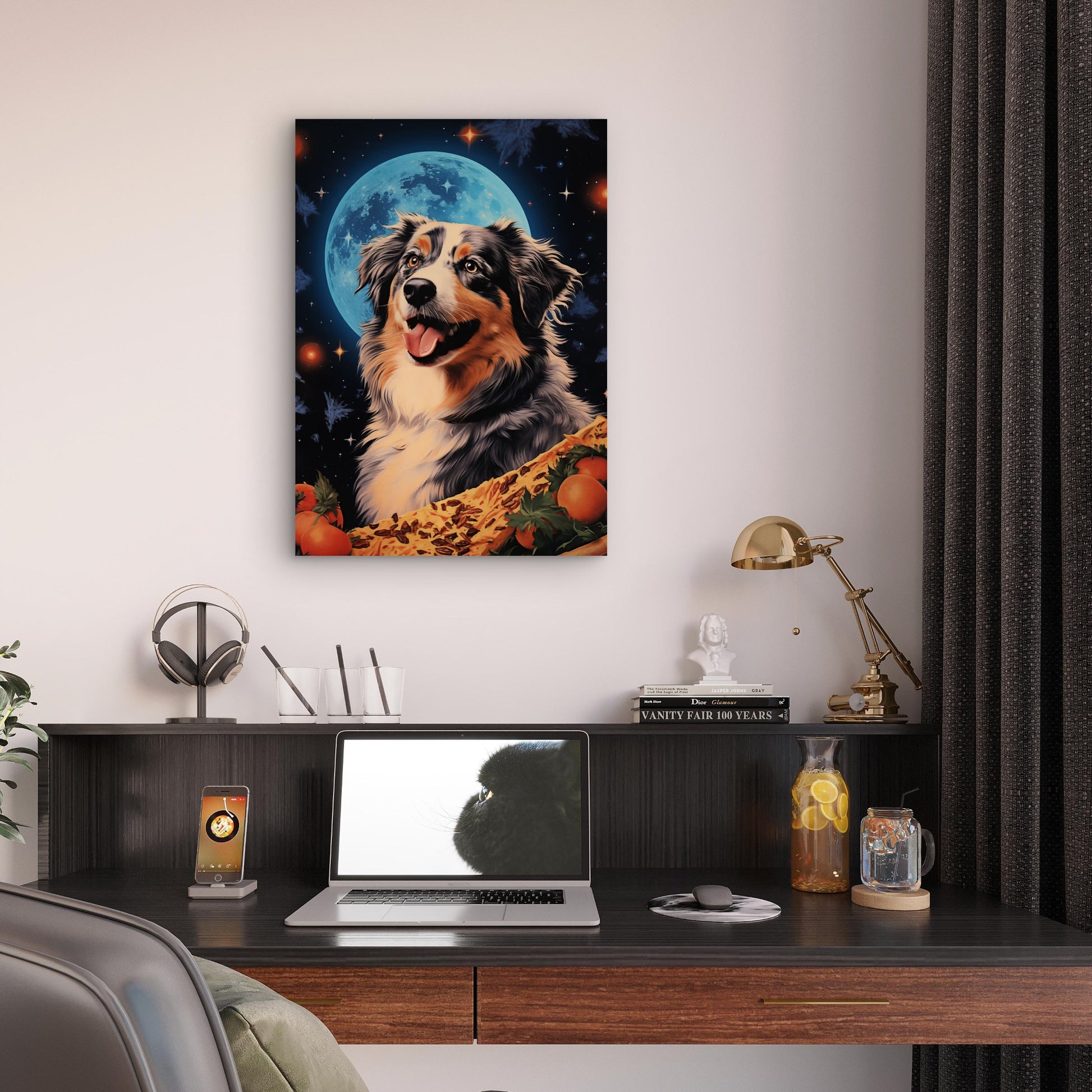 Australian Shepherd Blue Moon 40x60cm Metal Print Ready to Hang - Bella Home Decor
