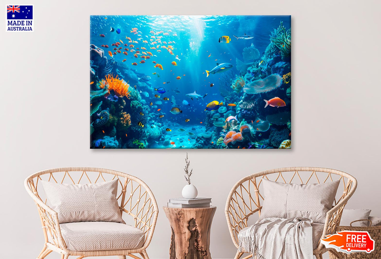 Nderwater Scene Showcasing a Diverse Coral Reef Wall Art Decor 100% Australian Made - Bella Home Decor