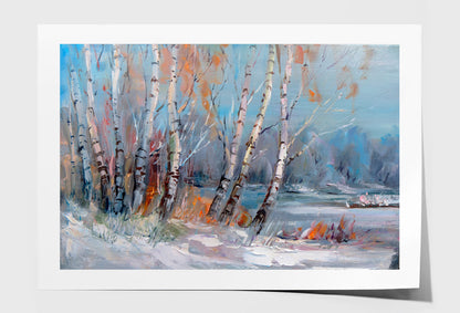 Birch Trees Oil Painting Wall Art Limited Edition High Quality Print Unframed Roll Canvas None