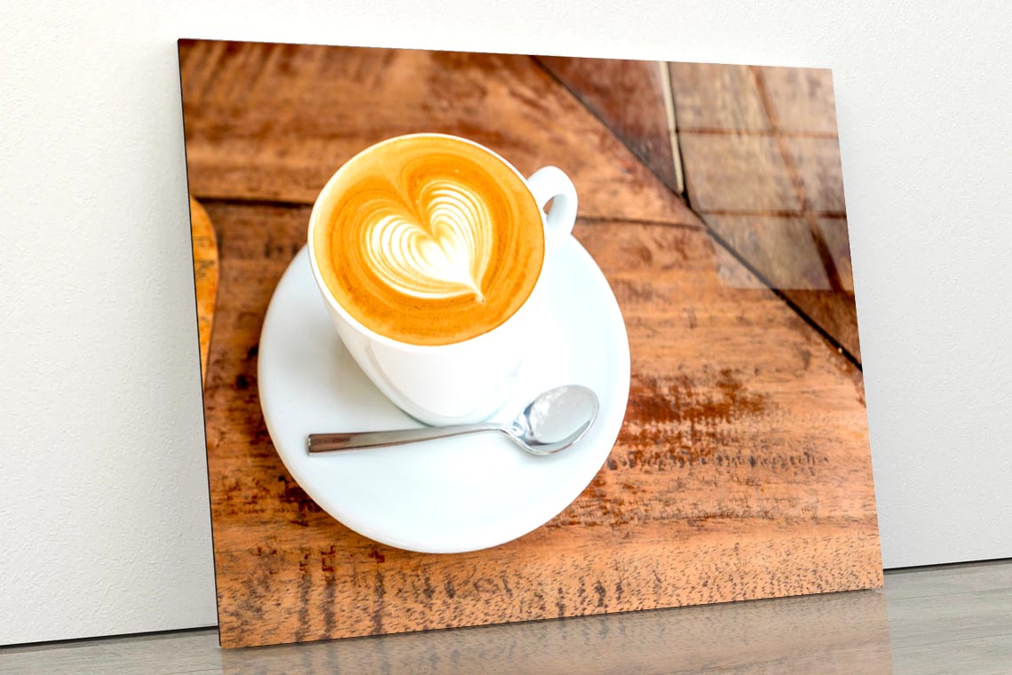 Cup Of Coffee with A Heart in The Foam Acrylic Glass Print Tempered Glass Wall Art 100% Made in Australia Ready to Hang