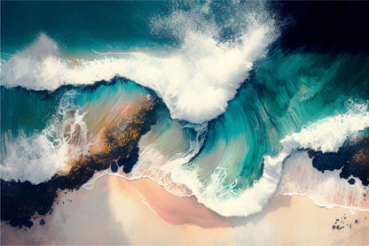 Waves Dance on the Shore Painting Wall Art Decor 100% Australian Made