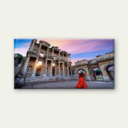 Exploring Ephesus in Turkey Wall Art Canvas Office Home Room Framed 120x60cm