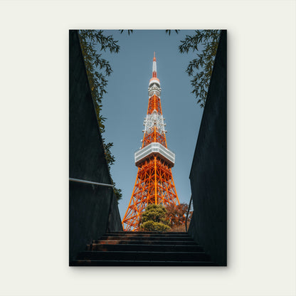Tokyo Tower Viewed from Staircase, Tokyo, Japan 60x90cm Metal Print Ready to Hang