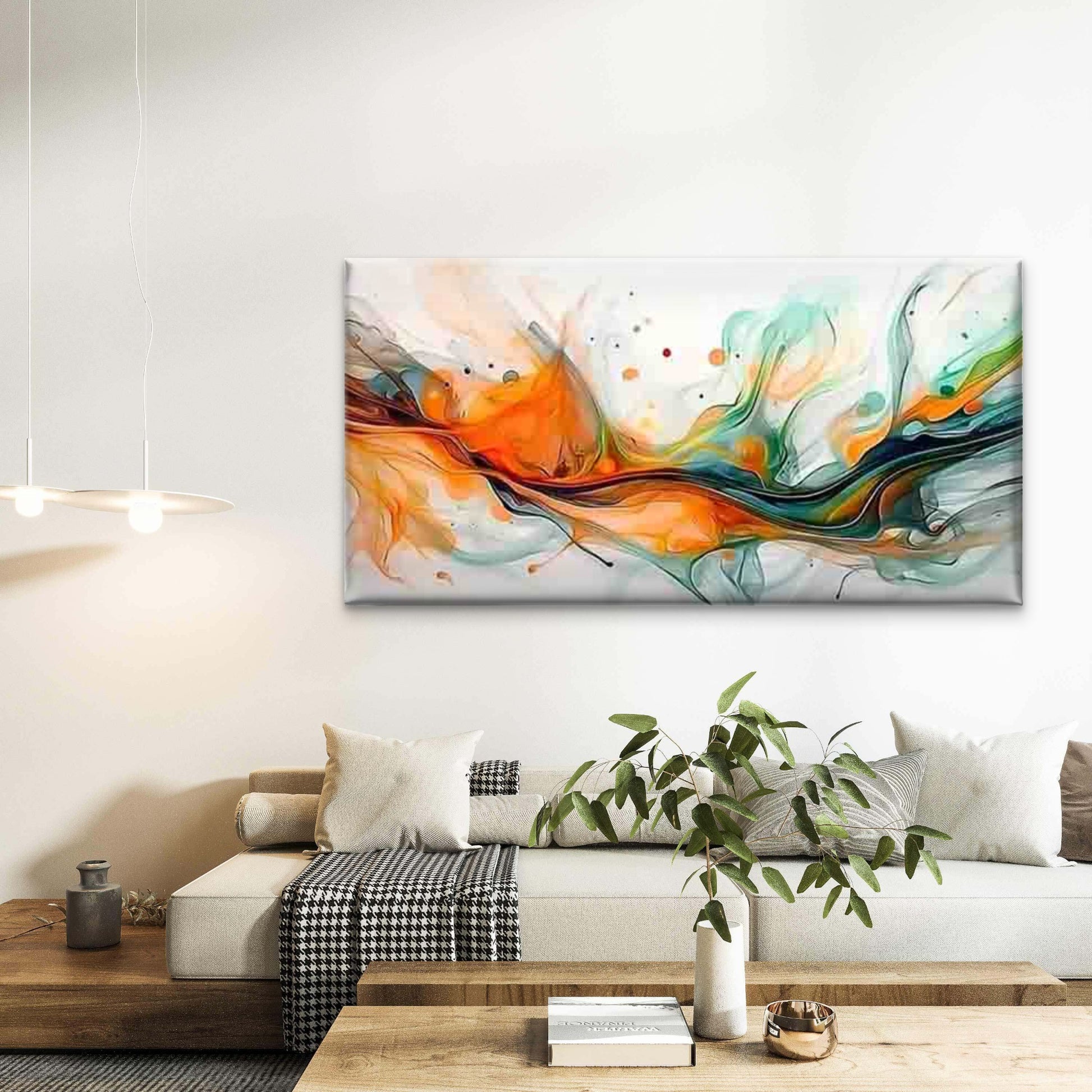 Modern Abstract Fluid Art Wall Art Canvas Office Home Room Framed 120x60cm - Bella Home Decor