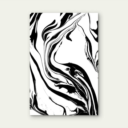 Abstract Black and White Fluid Art 40x60cm Metal Print Ready to Hang