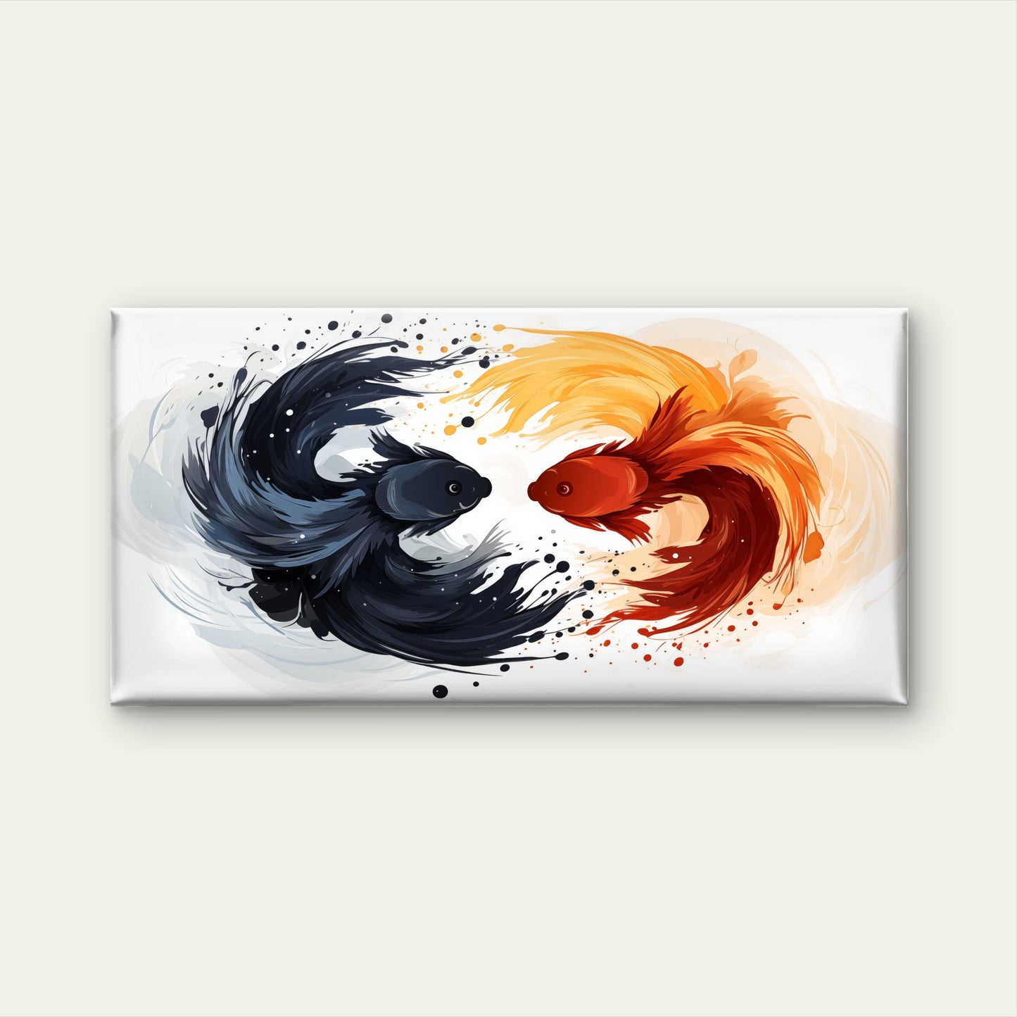 Yin Yang Koi Fish Wall Art Canvas Office Home Room Framed 120x60cm