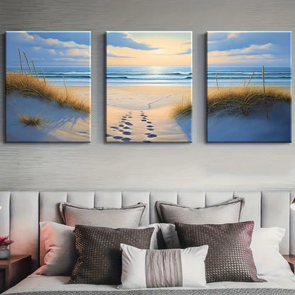 3pcs Sand Dunes & Sea Grass Metal Print Ready to Hang Art