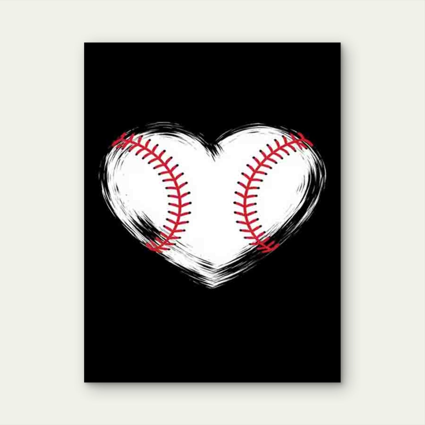 Heart Baseball Art Modern Retro 60x90cm Metal Print Ready to Hang - Bella Home Decor