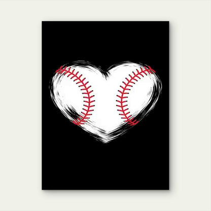 Heart Baseball Art Modern Retro 60x90cm Metal Print Ready to Hang - Bella Home Decor