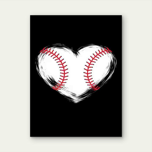 Heart Baseball Art Modern Retro 40x60cm Metal Print Ready to Hang