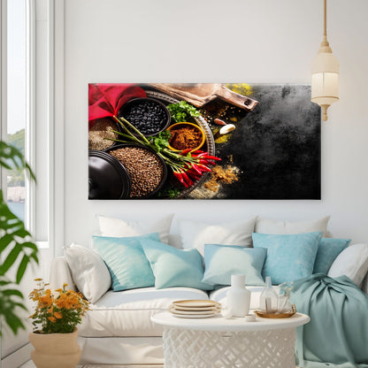 Colorful Array Of Fresh Spices Wall Art Canvas Office Home Room Framed 120x60cm