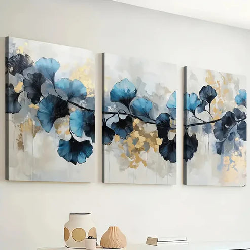 3pcs Modern Minimalist Abstract Leaf Art Flowers Wall Art Set Canvas Framed 40x60cm- High Quality Print 100% Australian Made Wall Canvas Ready to Hang