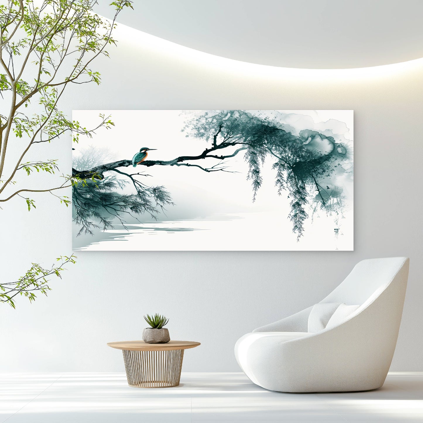 Kingfisher On A Branch Wall Art Canvas Office Home Room Framed 120x60cm