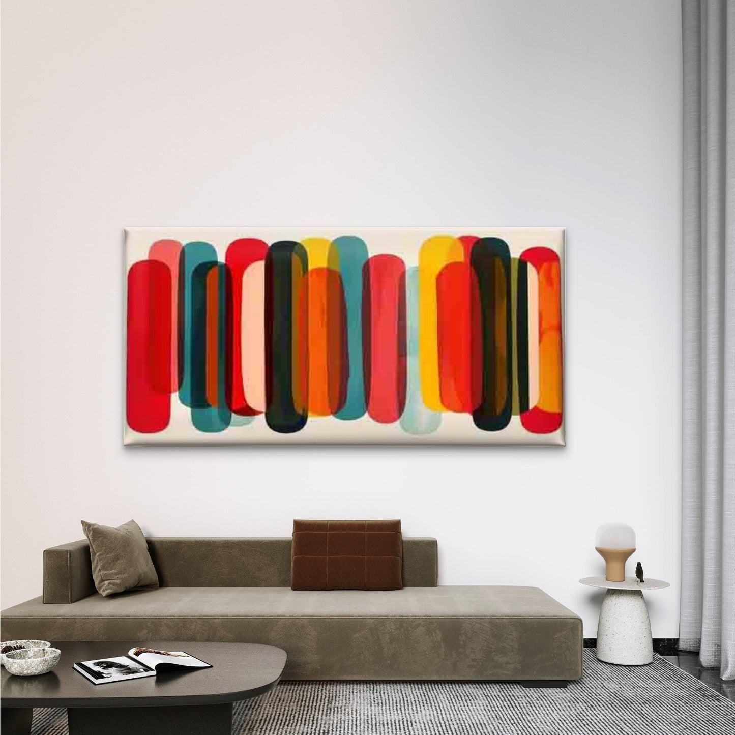 Abstract Colorful Shapes Wall Art Canvas Office Home Room Framed 120x60cm