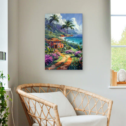Hawaii Landscape With Digital Art Style 40x60cm Metal Print Ready to Hang