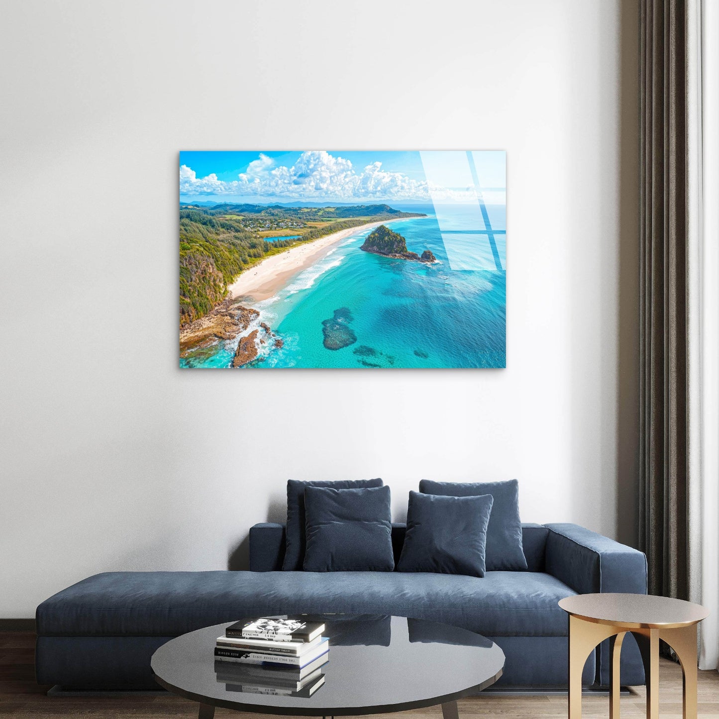 Aerial Cabarita Beach Ocean Glass Printing Wall Art Australian Made Quality