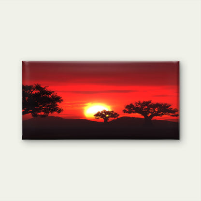 Vivid Red African Sunset Wall Art Canvas Office Home Room Framed 120x60cm
