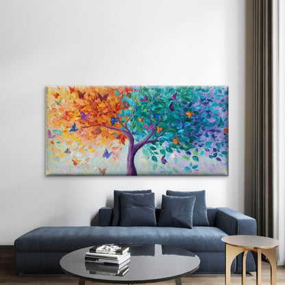 Multicolor Tree & Butterfly Wall Art Canvas Office Home Room Framed 120x60cm