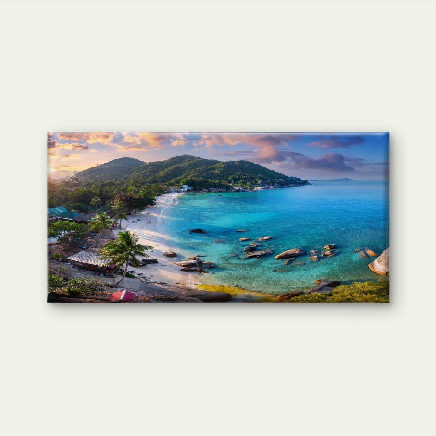 Emerald Green Beach in Koh Samui Thailand Wall Art Canvas Office Home Room Framed 120x60cm