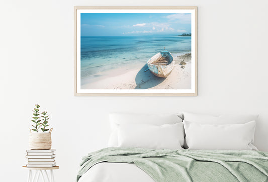 Beach with a Small Boat View Home Decor Premium Quality Poster Print Choose Your Sizes