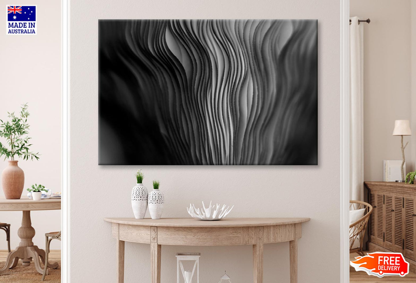 Close Up of a Black and White Abstract Wall Art Decor 100% Australian Made