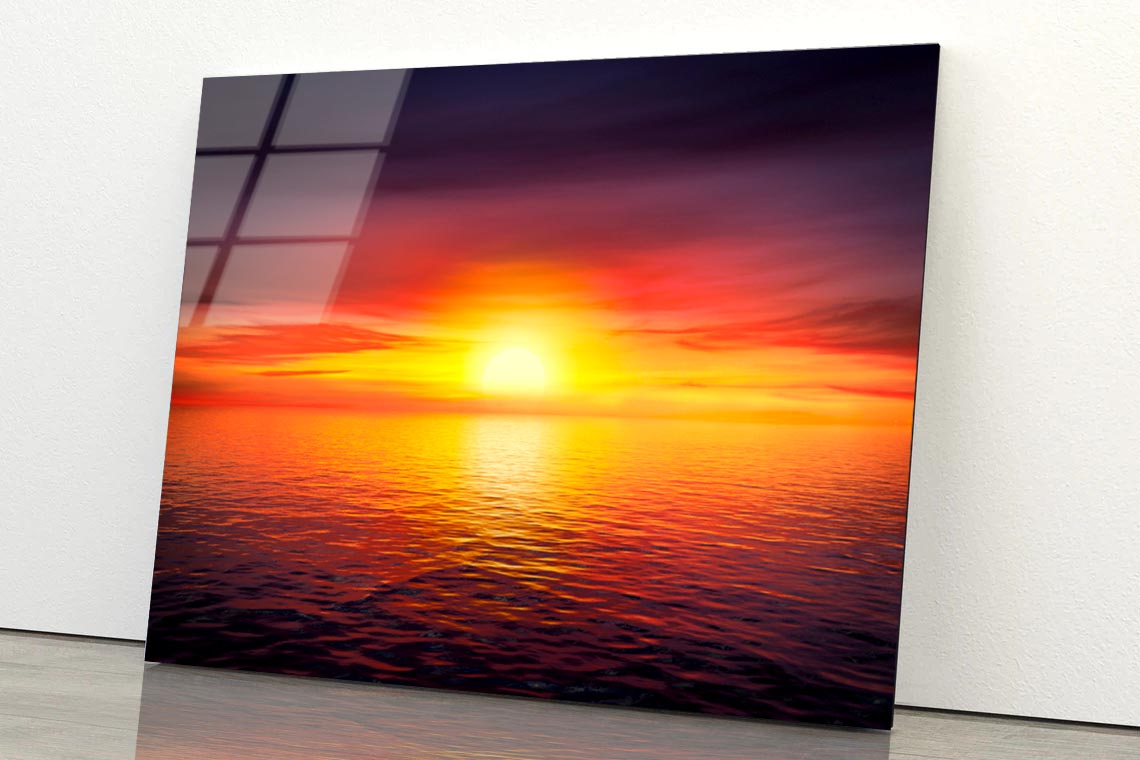 Sunset Sky at The Ocean Background Acrylic Glass Print Tempered Glass Wall Art 100% Made in Australia Ready to Hang