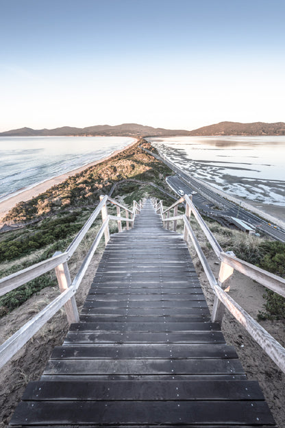 Wooden Path & Beach View Photograph Glass Framed Wall Art, Ready to Hang Quality Print