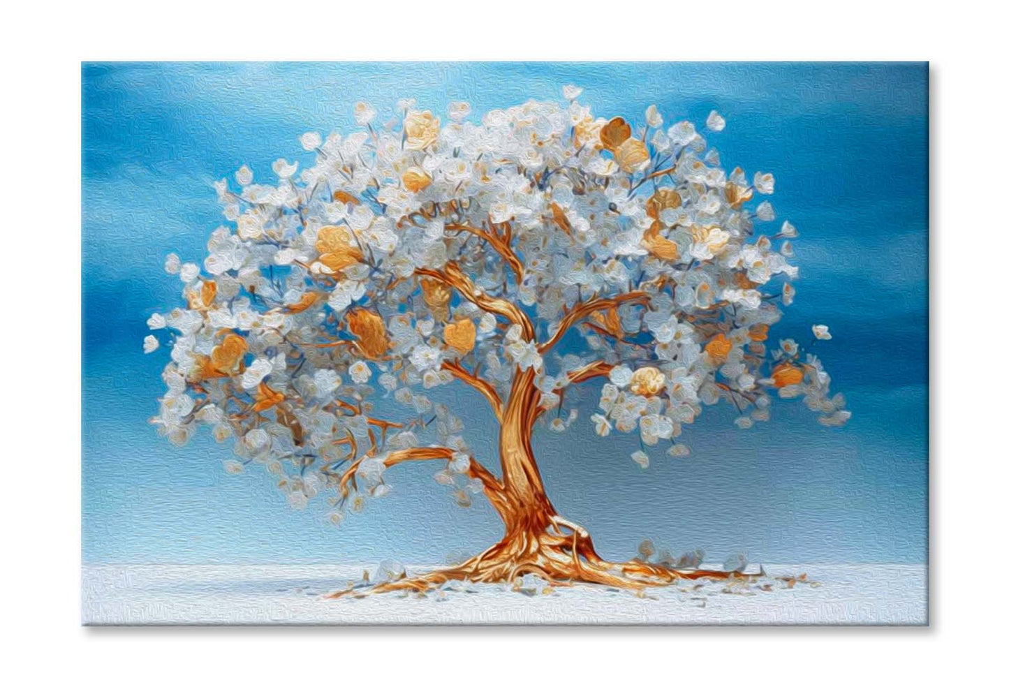 White Flower Tree Abstract Oil Painting Wall Art Limited Edition High Quality Print