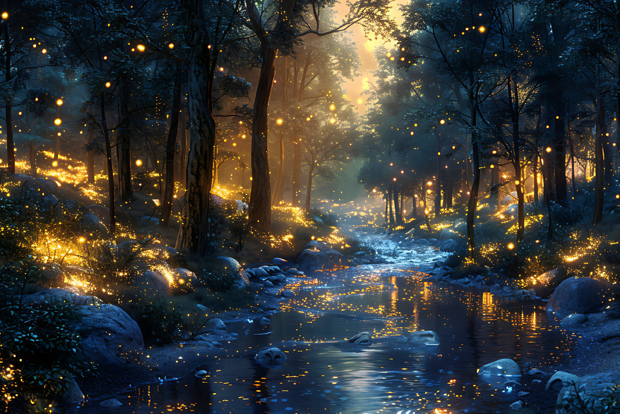 Magical Forest at Night View Print 100% Australian Made - Bella Home Decor