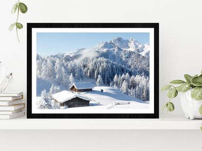 Winter wonderland in the Austria Glass Framed Wall Art, Ready to Hang Quality Print With White Border Black