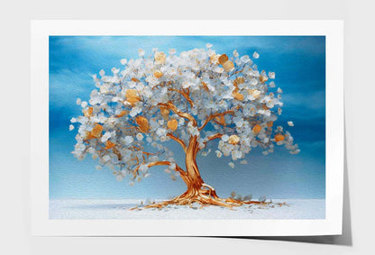 White Flower Tree Abstract Oil Painting Wall Art Limited Edition High Quality Print